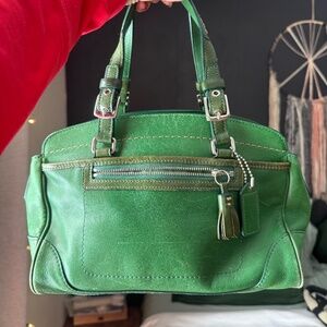 Coach Vintage Hamptons Satchel Kelly Green Leather Handbag